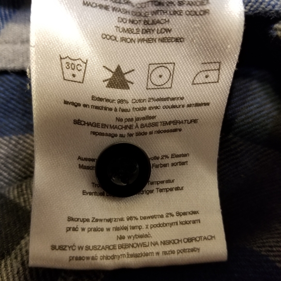 BURTON blue gray flannel long sleeve button down shirt - Picture 7 of 8